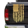 thumbnail image 1 of Distressed American USA US Flag Truck Tailgate Vinyl Decal Compatible with most Pickup Trucks EUA Flag Rear Graphic Car Sticker (11" x 20", Gold (Metallic)), 1 of 8