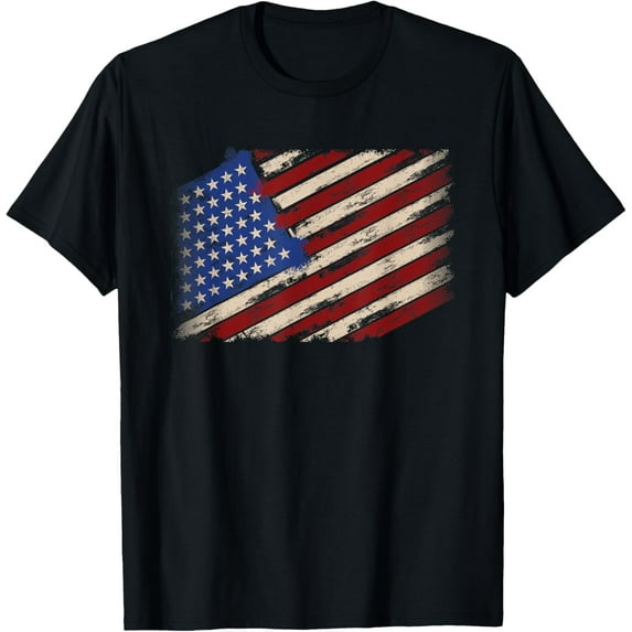 Distressed American Us Flag Vintage Retro look 4th Of July T-ShirtMen and women can wear, black T-shirts, gifts. Age: M,L,XL 2XL, 3XL, 389XL
