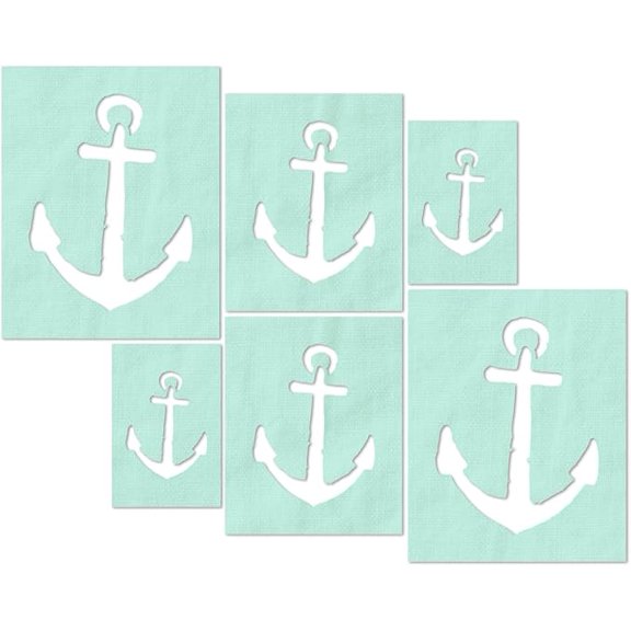 Distressed Anchor Stencil, 6 Pack, 14 Mil Mylar Plastic, Stencil Stop