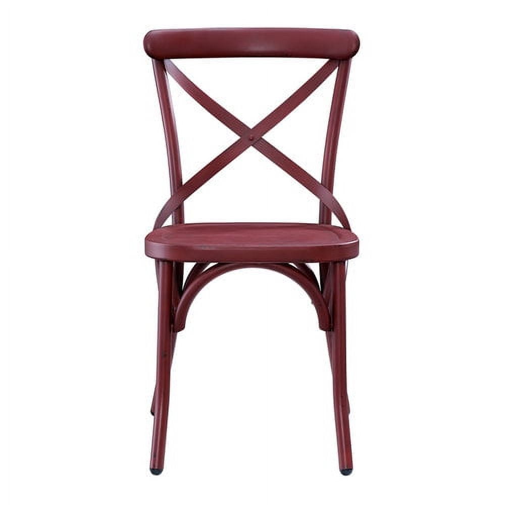 Distressed Antique Red Metal Dining ChairRed Metal Dining Chair