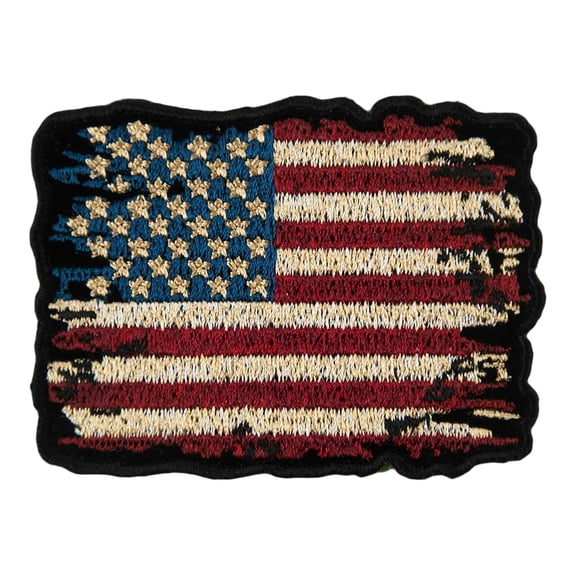 Distressed & Antiqued American Flag Patch,Size ; 3"(7.6cm) x 2.25"(5.7cm)