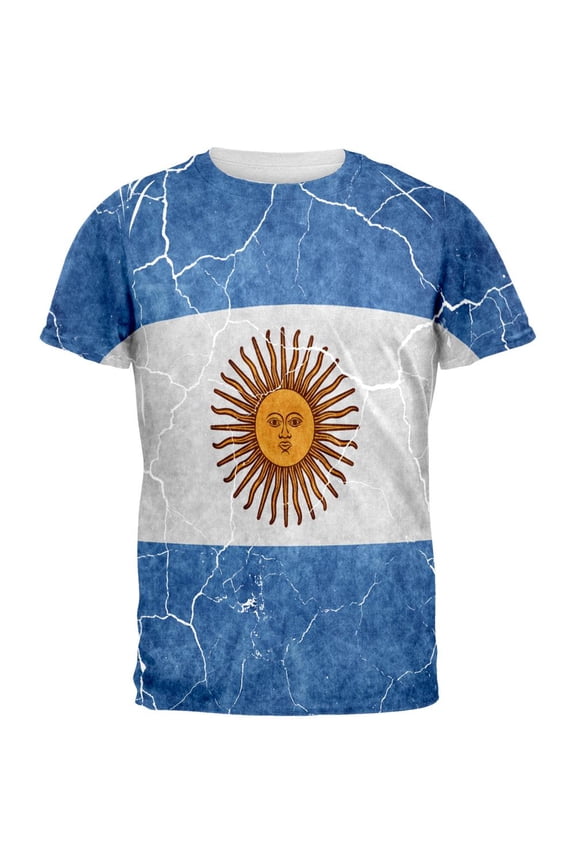 Distressed Argentina Flag All Over Mens T Shirt Multi LG