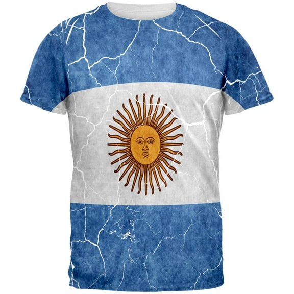 Distressed Argentina Flag All Over Mens T Shirt Multi MD