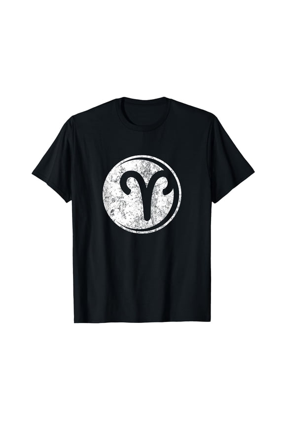 Distressed Aries Zodiac Symbol T-Shirt - Comfort Colors Astrology Tee for March April Birthdays