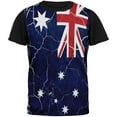 thumbnail image 1 of Distressed Australian Flag All Over Mens Black Back T Shirt Multi LG, 1 of 1