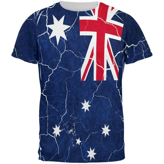Distressed Australian Flag All Over Mens T Shirt Multi MD