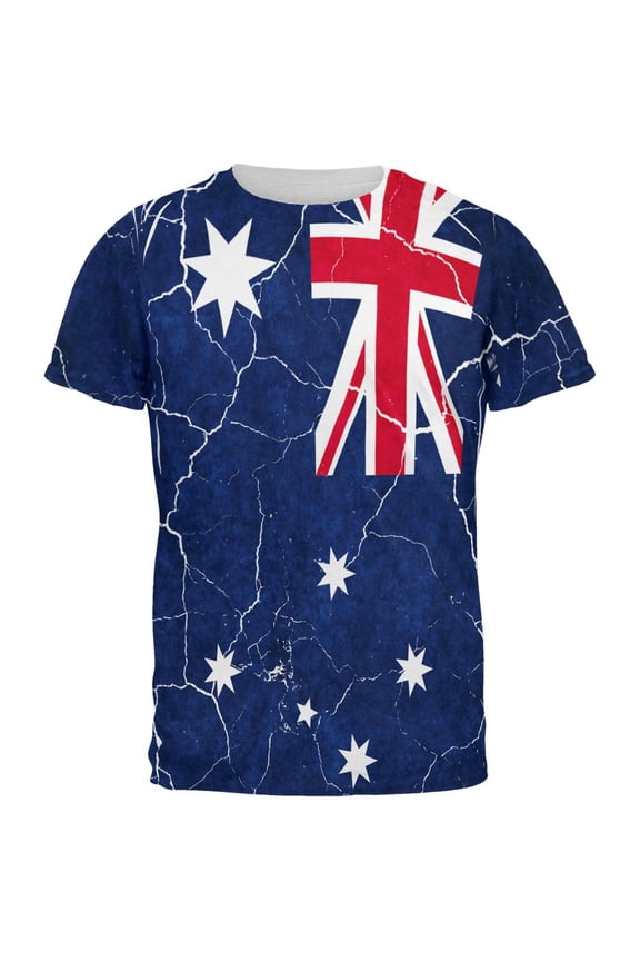 Distressed Australian Flag All Over Mens T Shirt Multi SM