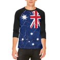 thumbnail image 1 of Distressed Australian Flag Mens Raglan T Shirt White-Black X-LG, 1 of 1