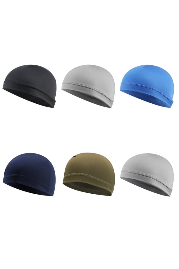 6 Pack Skull Caps Helmet Liner Sweat Wicking Thermal Running Beanie Cycling Skull Caps for Men Women