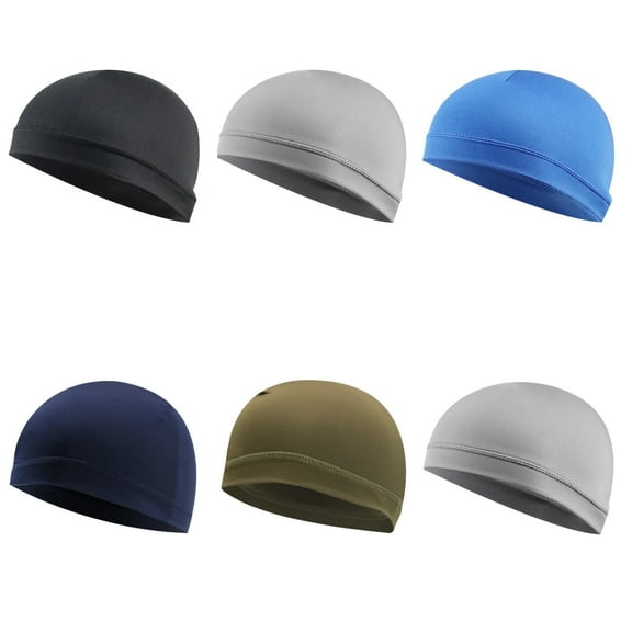 6 Pack Skull Caps Helmet Liner Sweat Wicking Thermal Running Beanie Cycling Skull Caps for Men Women