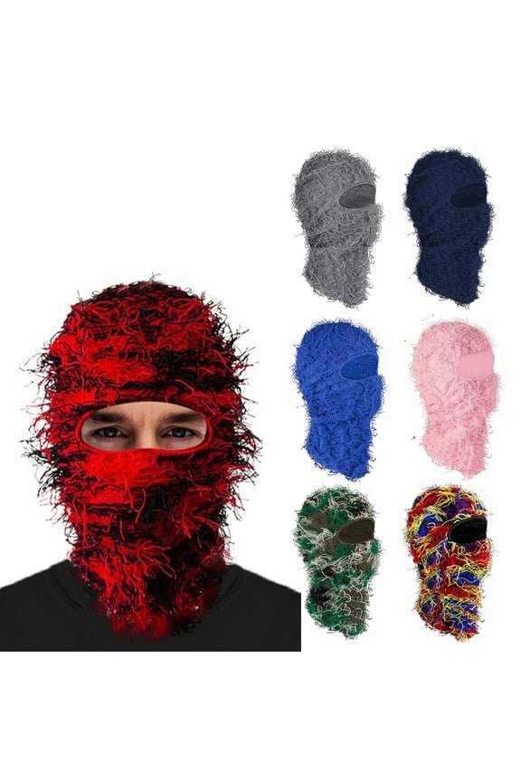 Distressed Balaclava Ski Mask Full Face Knitted Balaclava Windproof Cool Ski Mask for Cold Weather