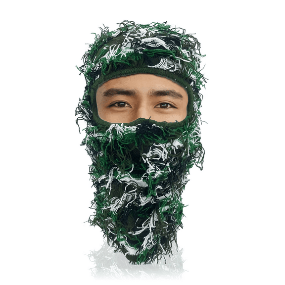 Distressed Balaclava Ski Mask for Men & Women - Windproof Winter Summer Full Face Head Cover (Green)