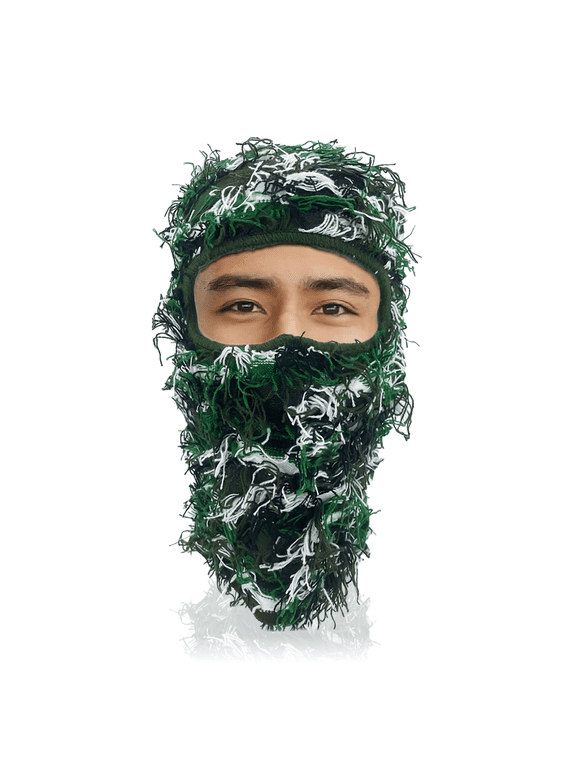 Distressed Balaclava Ski Mask for Men & Women - Windproof Winter Summer Full Face Head Cover (Green)