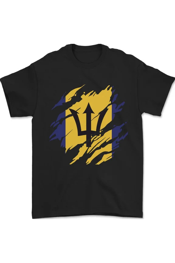 Distressed Barbados Flag Island Pride Football Supporter Unisex T-Shirt, up to size 5XL