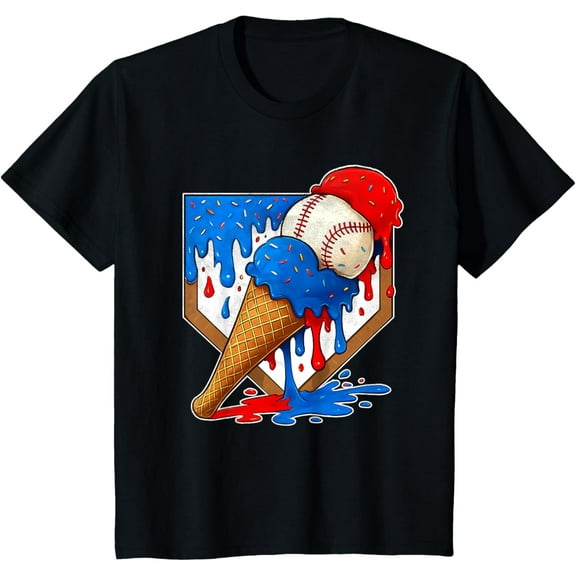 Distressed Baseball Boys Ice Cream Drip Baseball Boys Youth T-Shirt
