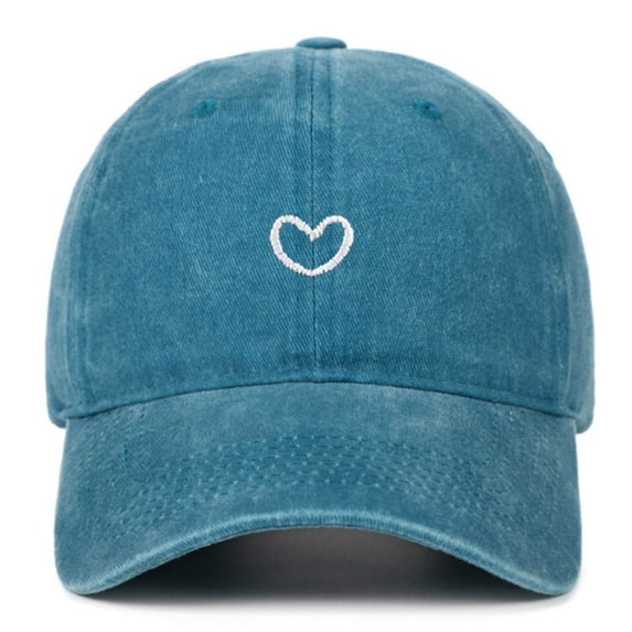 Distressed Baseball Cap For Women Vintage Washed Cotton Heart Embroidered Adjustable Dad Hat Sky Blue One Size