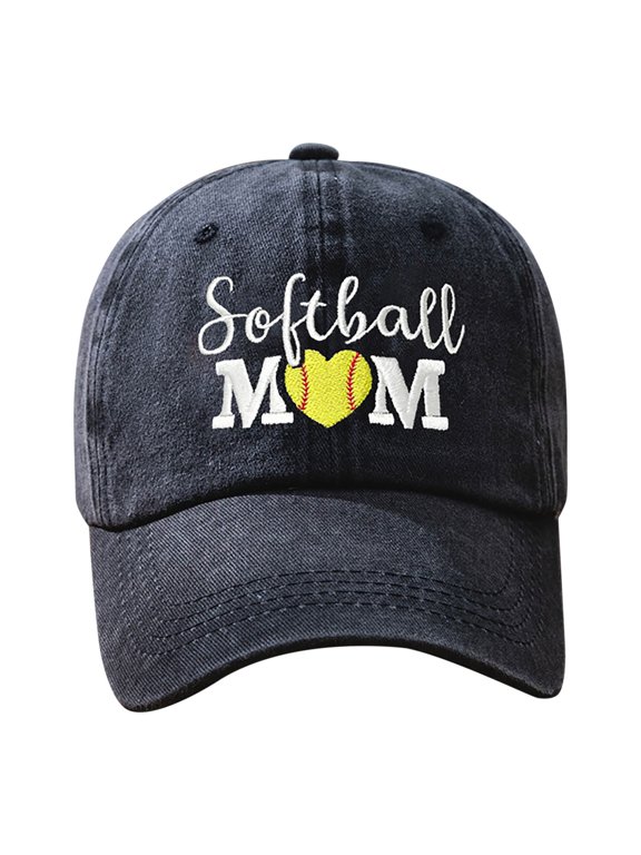 Distressed Baseball Cap for Women, Softball Mom Adjustable Washed Embroidered Sun Hat