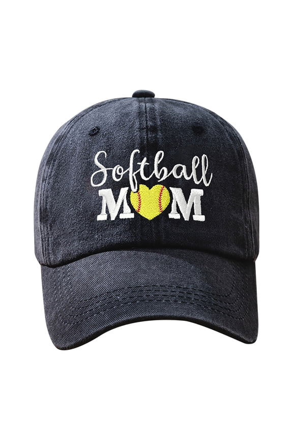 Distressed Baseball Cap for Women, Softball Mom Adjustable Washed Embroidered Sun Hat