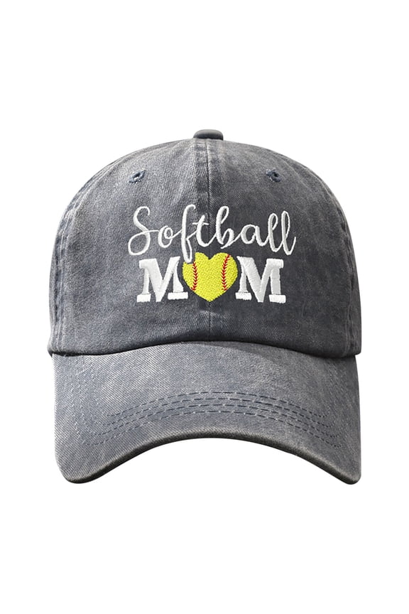 Distressed Baseball Cap for Women, Softball Mom Adjustable Washed Embroidered Sun Hat