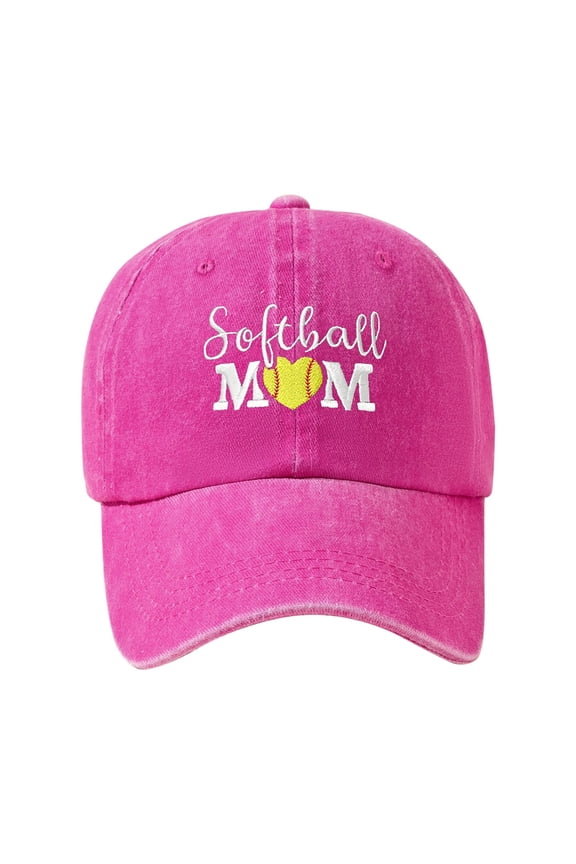 Distressed Baseball Cap for Women, Softball Mom Adjustable Washed Embroidered Sun Hat