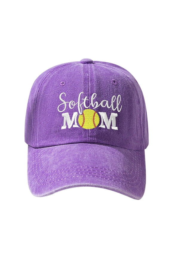 Distressed Baseball Cap for Women, Softball Mom Adjustable Washed Embroidered Sun Hat