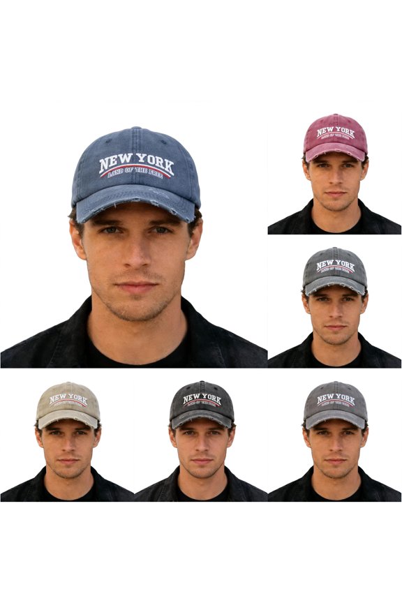 Distressed Baseball Cap with 3D Embroidery Unique Washed Denim Hat for And Hiking Hats for Men