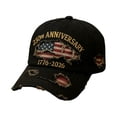 thumbnail image 1 of Distressed Baseball Cap with Embroidered Flag and 250th Anniversary 1776 2026 Design Adjustable Fit Unisex Style Black, 1 of 2