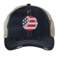thumbnail image 1 of Patriotic Ball Cap - Distressed American Flag Baseball - Vintage Baseball Trucker Strapback Hat (NavyBlue), 1 of 8