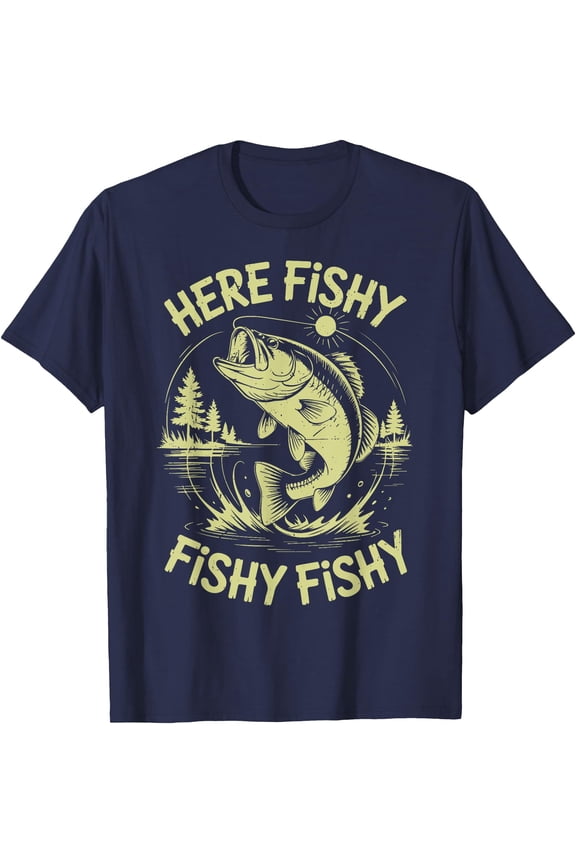 Distressed Bass Fish Fishing T-Shirt for Dad Grandpa Father's Day Gift from Daughter