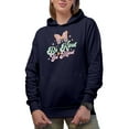 thumbnail image 1 of Be Kind to Ya Mind Quote & Butterfly, Mental Health Art Merch Gift, Navy Blue Hooded Sweatshirt or Hoodie, XL, 1 of 5