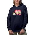 thumbnail image 1 of Distressed Be Mine, Retro Wavy Text & Heart Art, Valentine's Day Gift, Navy Blue Hooded Sweatshirt or Hoodie, Medium, 1 of 5