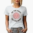 thumbnail image 1 of Distressed Be the Good, See the Good - Sun Boho Drawing Art Merch Gift, White T-Shirt, Small, 1 of 5