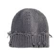 thumbnail image 1 of Distressed Beanie Hat for Men Women Chunky Soft Knitted Hats Fashion Warm Winter Beanies Unisex Dark Gray, 1 of 5