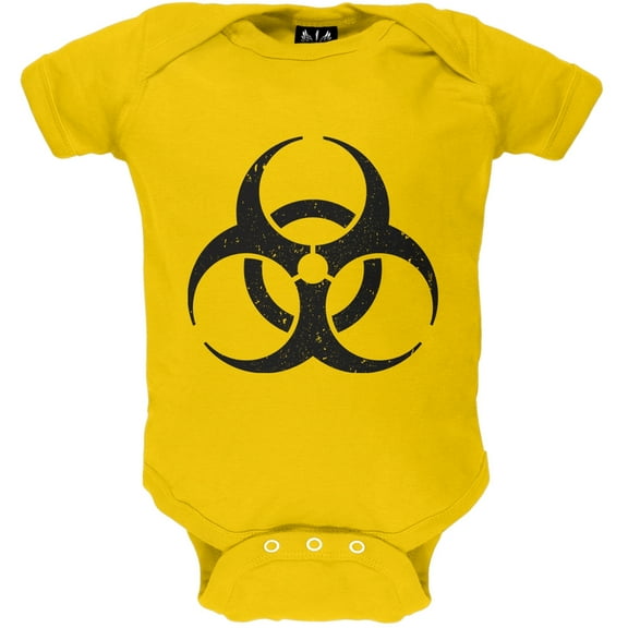 Distressed Biohazard Yellow Baby One Piece - 12-18 months