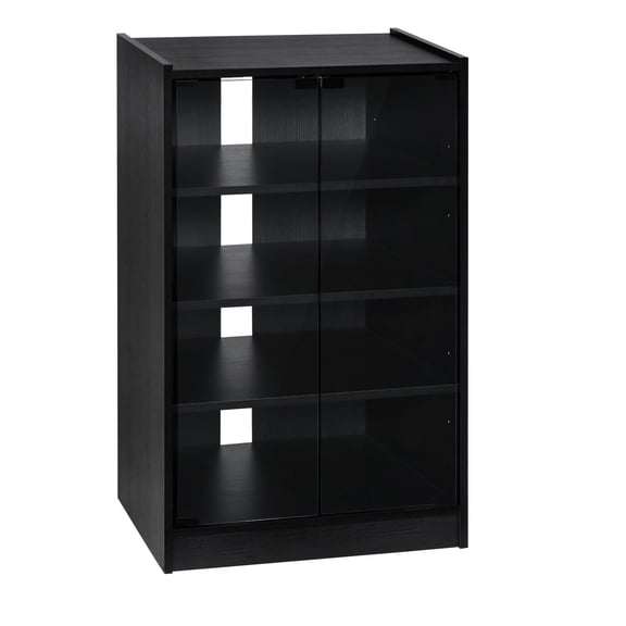 Distressed Black Finish, High-Quality Particleboard | Suitable for DVD Players, Gaming Consoles and More | Benefit from Large Storage and Cable Organization