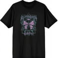 thumbnail image 1 of Distressed Black Metal Butterfly Adult Black Crew Neck Short Sleeve Tee-Medium, 1 of 4