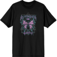 thumbnail image 1 of Distressed Black Metal Butterfly Adult Black Crew Neck Short Sleeve Tee-Medium, 1 of 2