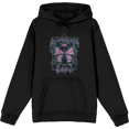 thumbnail image 1 of Distressed Black Metal Butterfly Adult Black Long Sleeve Hoodie-Medium, 1 of 3
