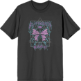 thumbnail image 1 of Distressed Black Metal Butterfly Adult Charcoal Crew Neck Short Sleeve Tee-Medium, 1 of 2