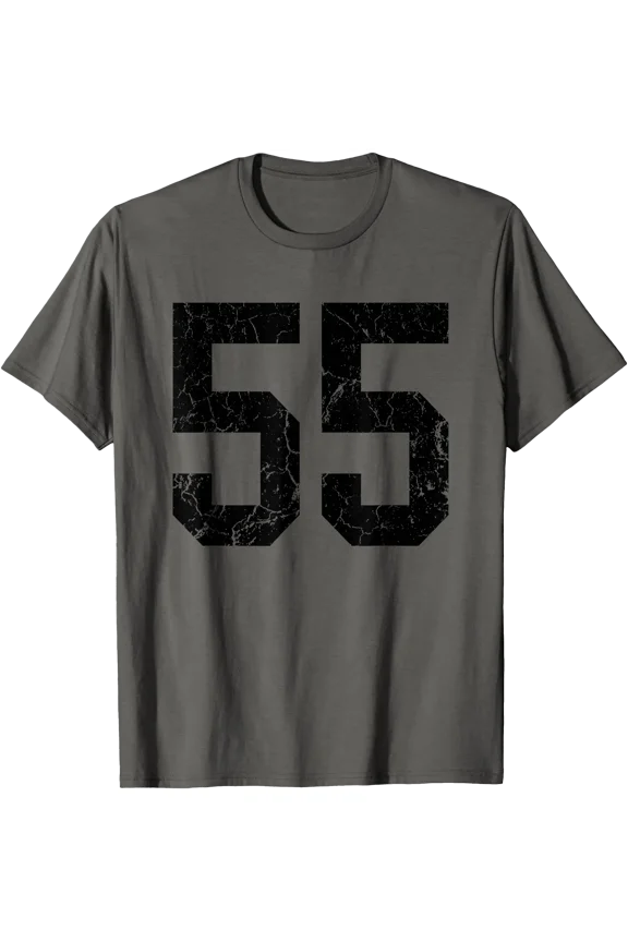 Distressed Black Number 55 Player Uniform #55 Fan T-Shirt