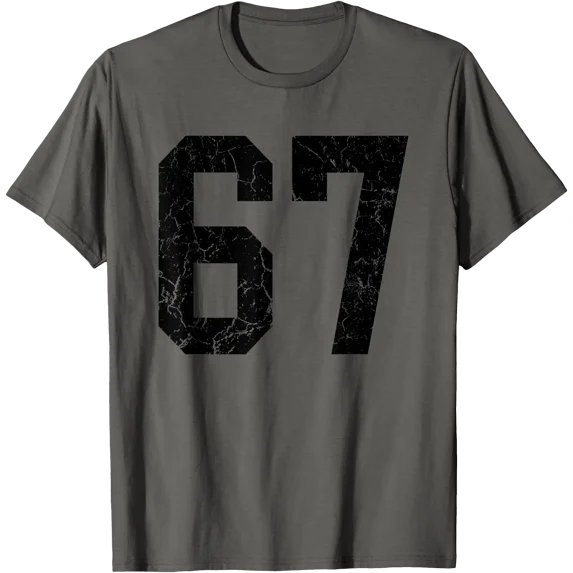 Distressed Black Number 67 Player Uniform #67 Fan T-Shirt - Walmart.com