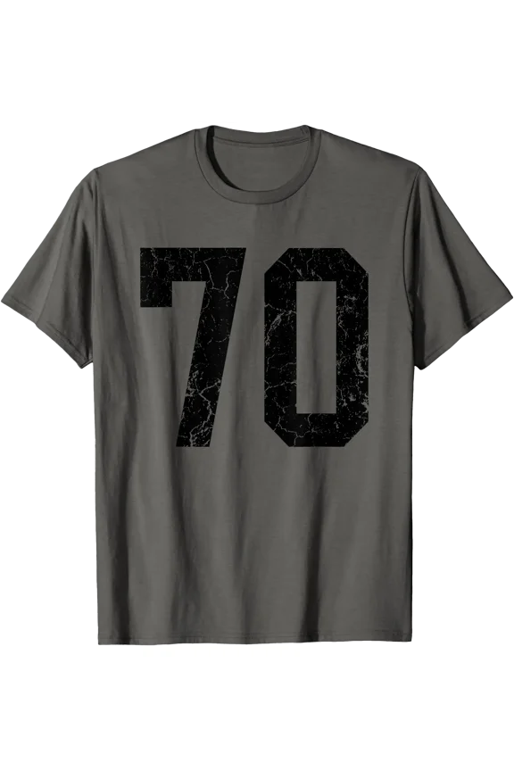 Distressed Black Number 70 Player Uniform #70 Fan T-Shirt