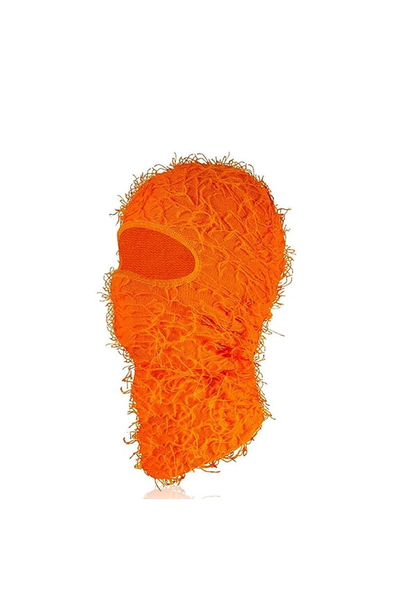 Distressed Black Ski Mask for Men, Mask Winter Warmer Fuzzy Face Mask-Orange