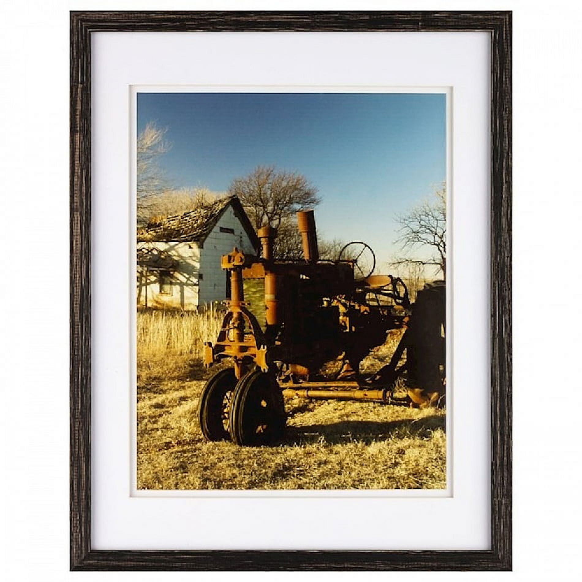 DistressedBlack Wood Wall Frame AIRFLOAT matted 14x18 11x14 by Gallery