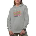 thumbnail image 1 of Distressed Blessed - Retro Groovy Wavy Text Art Merch Gift, Heather Grey Hooded Sweatshirt or Hoodie, Large, 1 of 5