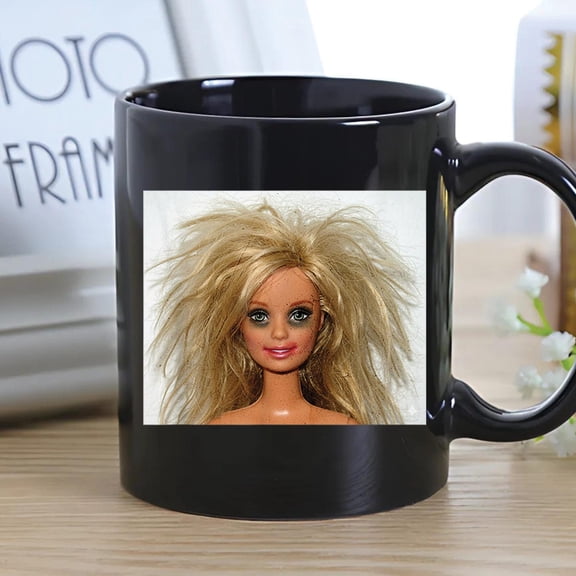 Distressed Blonde Doll Face Meme Coffee Mug