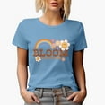 thumbnail image 1 of Distressed Bloom As You Are - 90s Retro Flower with Smile & Rainbow Art Merch Gift, Baby Blue T-Shirt, Small, 1 of 5