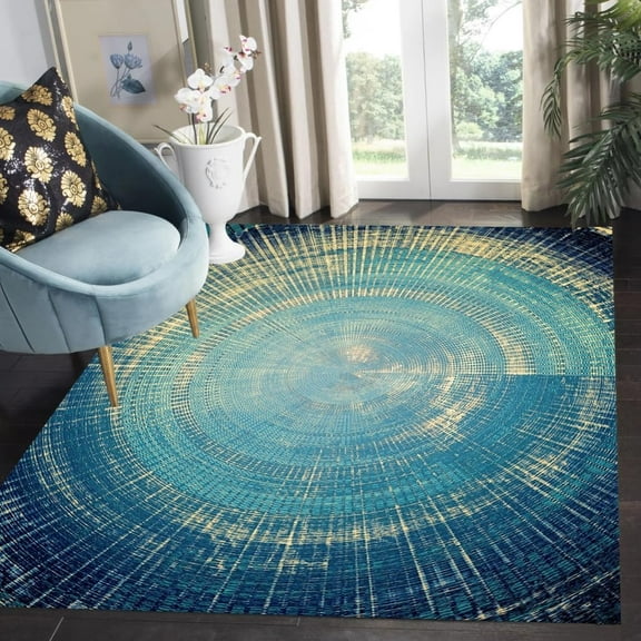 Distressed Blue Beige Modern Abstract Washable Aesthetic Area Rug Soft Plush Throw Carpet Arti Rug For Livingroom Bedroom Diningroom Indoor Floorcover Rug 5x6ft