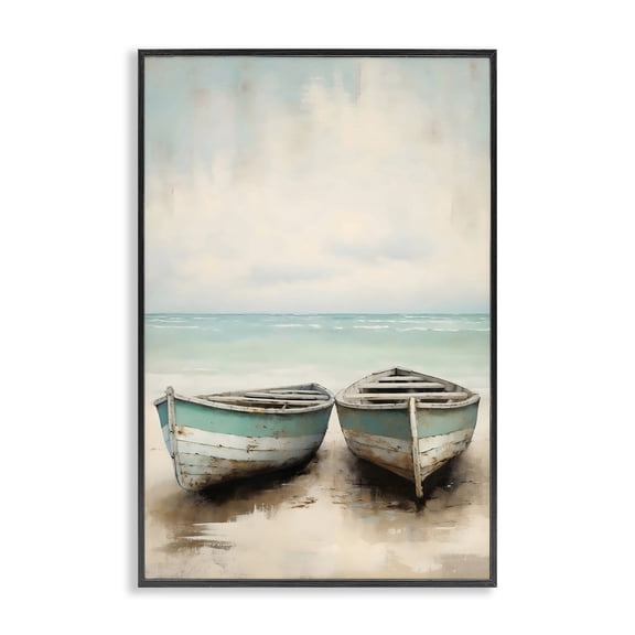 Stupell Industries Distressed Boats Pair Black Framed Giclee Art, design by LSR Design Studio, 18 x 12