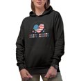 thumbnail image 1 of Bold Stripes, Bright Stars, Brave Hearts, Retro 4th of July Gift, Black Hooded Sweatshirt or Hoodie, 3XL, 1 of 5